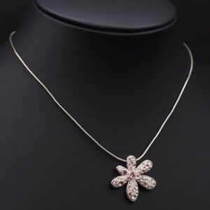 Authentic Swarovski Crystal Flower Necklace with Snake Chain